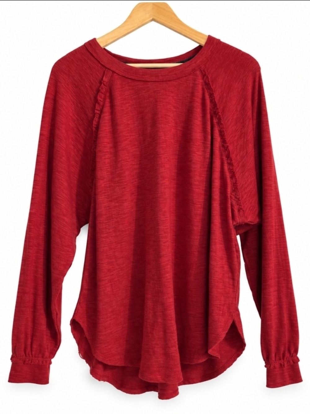 Pilcro Anthropologie Red Slub Knit Babydoll Tunic Top XL